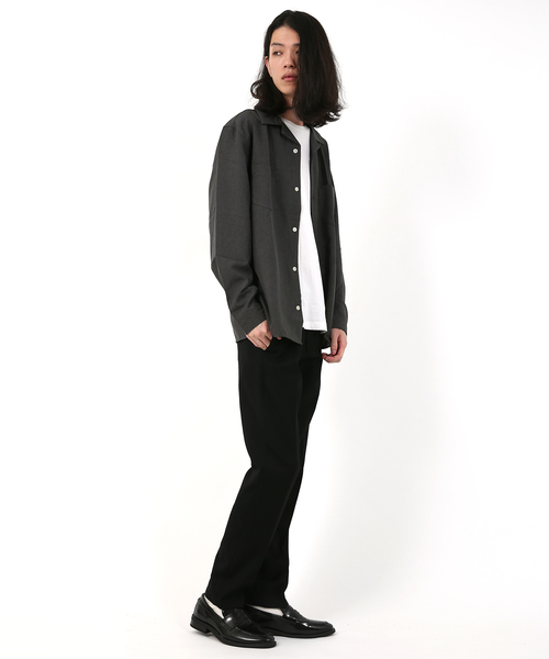 Rocky Monroe（ロッキーモンロー）の「ポリエステルトロオープンカラーシャツ（シャツ/ブラウス・メンズ・チャコールグレー/ブラック/ベージュ/パープル/ネイビー/オフホワイト/テラコッタ/ライトグレー/ブルーグリーン/ブルー/ピンク/ライトベージュ・M/L）」の21枚目の写真