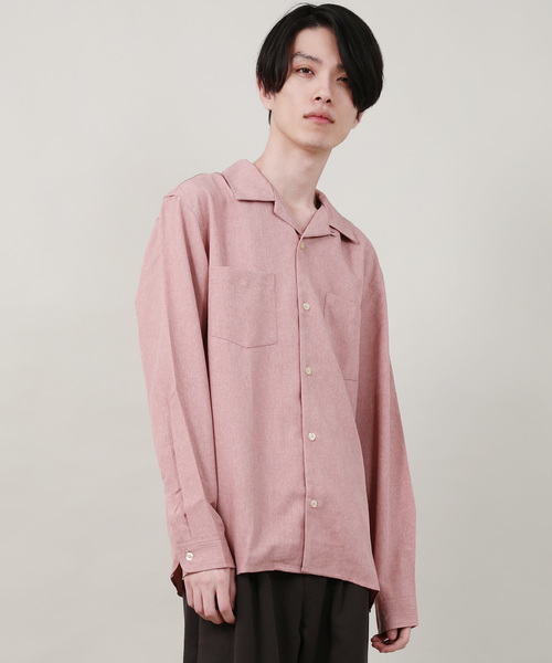 Rocky Monroe（ロッキーモンロー）の「ポリエステルトロオープンカラーシャツ（シャツ/ブラウス・メンズ・チャコールグレー/ブラック/ベージュ/パープル/ネイビー/オフホワイト/テラコッタ/ライトグレー/ブルーグリーン/ブルー/ピンク/ライトベージュ・M/L）」の12枚目の写真