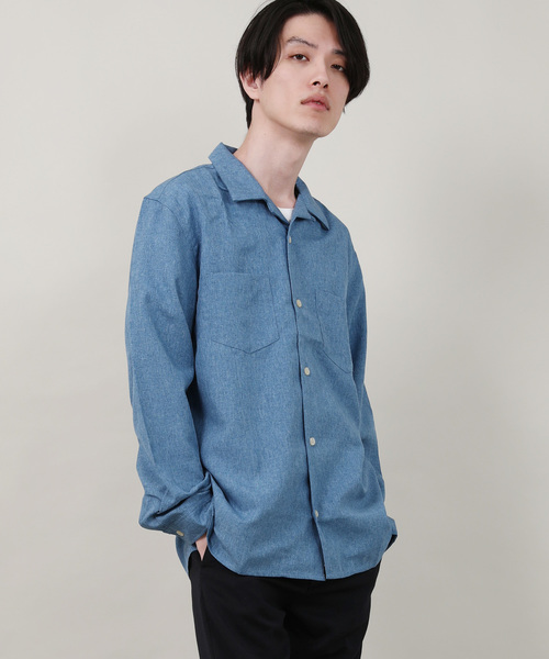 Rocky Monroe（ロッキーモンロー）の「ポリエステルトロオープンカラーシャツ（シャツ/ブラウス・メンズ・チャコールグレー/ブラック/ベージュ/パープル/ネイビー/オフホワイト/テラコッタ/ライトグレー/ブルーグリーン/ブルー/ピンク/ライトベージュ・M/L）」の9枚目の写真