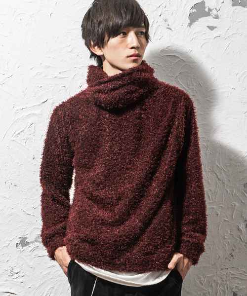 MinoriTY(マイノリティ)の「ツイストネックシャギーニットソー(ニット/セーター・メンズ・ホワイト/ブラック/レッド・M/L)」の3枚目の写真