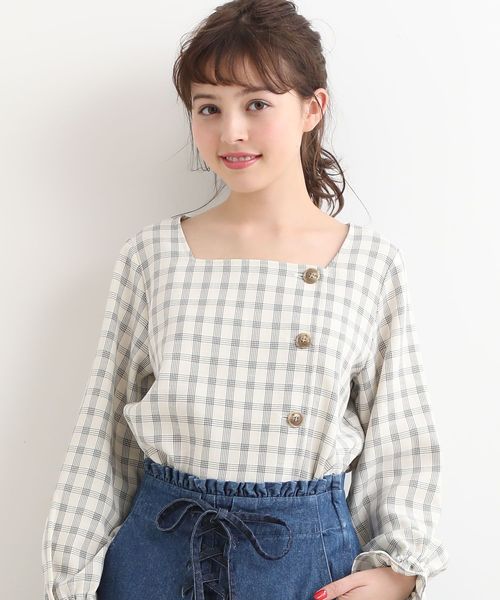 MAJESTIC LEGON(マジェスティックレゴン)の「スクエアチェックブラウス(シャツ/ブラウス・レディース・ベージュ系その他2/ホワイト系その他2/ブラウン系その他2・SMALL/MEDIUM)」の2枚目の写真