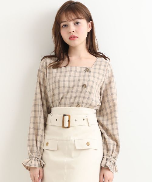 MAJESTIC LEGON(マジェスティックレゴン)の「スクエアチェックブラウス(シャツ/ブラウス・レディース・ベージュ系その他2/ホワイト系その他2/ブラウン系その他2・SMALL/MEDIUM)」の3枚目の写真