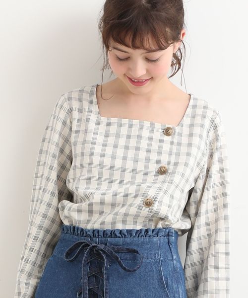 MAJESTIC LEGON(マジェスティックレゴン)の「スクエアチェックブラウス(シャツ/ブラウス・レディース・ベージュ系その他2/ホワイト系その他2/ブラウン系その他2・SMALL/MEDIUM)」の4枚目の写真