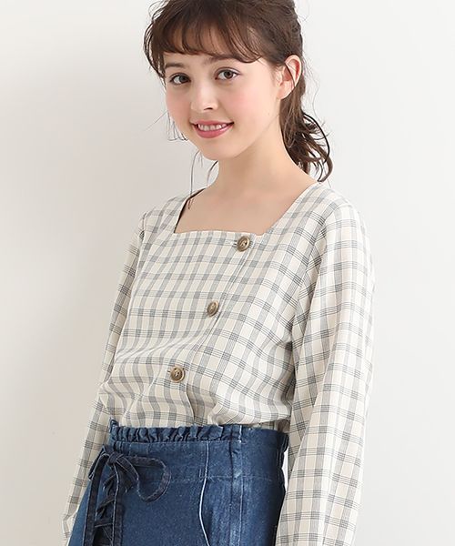 MAJESTIC LEGON(マジェスティックレゴン)の「スクエアチェックブラウス(シャツ/ブラウス・レディース・ベージュ系その他2/ホワイト系その他2/ブラウン系その他2・SMALL/MEDIUM)」の5枚目の写真