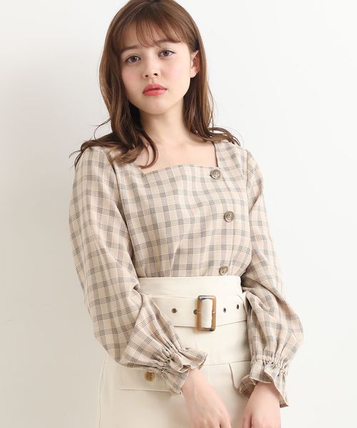 MAJESTIC LEGON(マジェスティックレゴン)の「スクエアチェックブラウス(シャツ/ブラウス・レディース・ベージュ系その他2/ホワイト系その他2/ブラウン系その他2・SMALL/MEDIUM)」の8枚目の写真