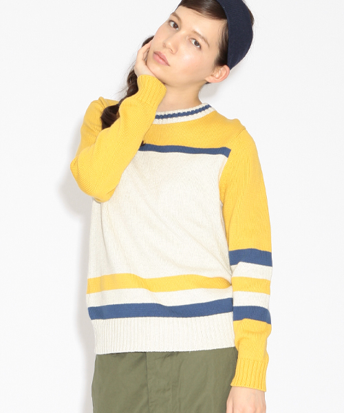 BEAMS BOY（ビームスボーイ）の「○BEAMS BOY / 5ゲージ ランダムボーダー クルー（ニット/セーター・レディース・アイボリー/チャコールグレー・ONE SIZE）」の2枚目の写真