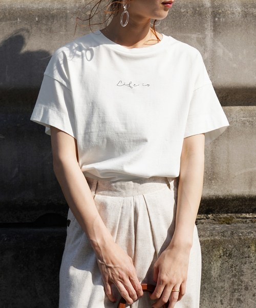 reca（レカ）の「筆記体コットンロゴTシャツ（Tシャツ/カットソー・レディース・ホワイト/ブラック・M）」の7枚目の写真