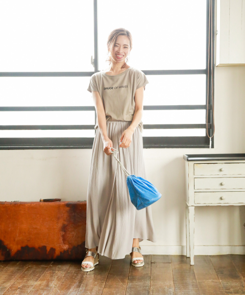 BAYFLOW(ベイフロー)の「カリフォルニアコットンフレンチスリーブロゴTシャツ(Tシャツ/カットソー・レディース・ブルー/ホワイト/ピンク/ベージュ・FREE)」の5枚目の写真