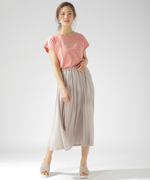 BAYFLOW(ベイフロー)の「カリフォルニアコットンフレンチスリーブロゴTシャツ(Tシャツ/カットソー・レディース・ブルー/ホワイト/ピンク/ベージュ・FREE)」の8枚目の写真