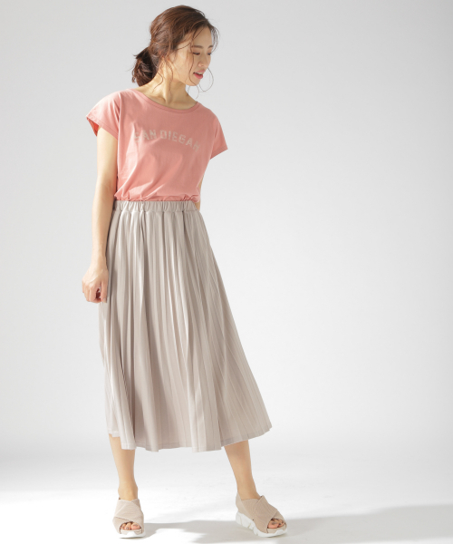 BAYFLOW(ベイフロー)の「カリフォルニアコットンフレンチスリーブロゴTシャツ(Tシャツ/カットソー・レディース・ブルー/ホワイト/ピンク/ベージュ・FREE)」の9枚目の写真