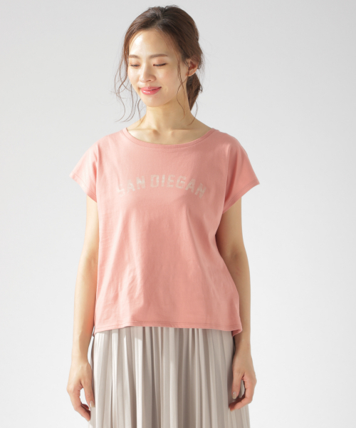 BAYFLOW(ベイフロー)の「カリフォルニアコットンフレンチスリーブロゴTシャツ(Tシャツ/カットソー・レディース・ブルー/ホワイト/ピンク/ベージュ・FREE)」の13枚目の写真