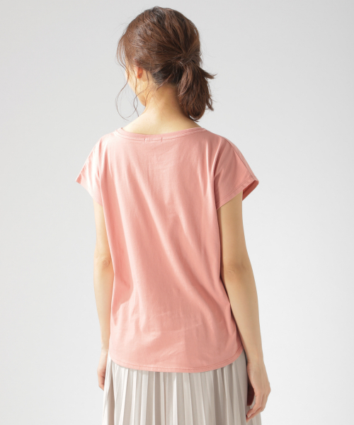 BAYFLOW(ベイフロー)の「カリフォルニアコットンフレンチスリーブロゴTシャツ(Tシャツ/カットソー・レディース・ブルー/ホワイト/ピンク/ベージュ・FREE)」の15枚目の写真