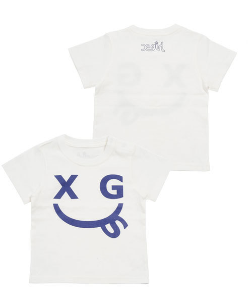 X-girl Stages(エックスガールステージス)の「S/S TEE SMILEY(Tシャツ/カットソー・キッズ・ホワイト/ピンク/グリーン/ブラック・3T/12M/2T)」の1枚目の写真