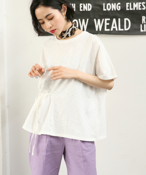 LOWRYS FARM(ローリーズファーム)の「スラブウエストムスビSS 841180(Tシャツ/カットソー・レディース・ブラック/ブラウン/オフホワイト・FREE)」の1枚目の写真