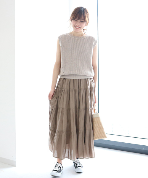 AMERICAN HOLIC（アメリカンホリック）の「ノースリーブ畦ニットプルオーバー＊（ニット/セーター・レディース・ベージュ/ネイビー/グリーン/モカ・M/L）」の5枚目の写真