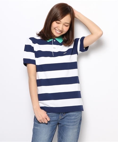 BEAMS BOY(ビームスボーイ)の「○LACOSTE / ボーダー ポロ(ポロシャツ・レディース・ブルー/ネイビー・ONE SIZE)」の2枚目の写真