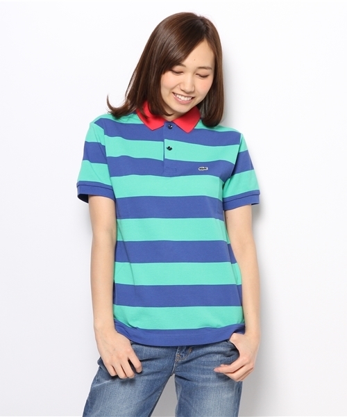 BEAMS BOY(ビームスボーイ)の「○LACOSTE / ボーダー ポロ(ポロシャツ・レディース・ブルー/ネイビー・ONE SIZE)」の1枚目の写真