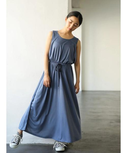 AMERICAN HOLIC（アメリカンホリック）の「ウエストギャザーノースリーブカットワンピース＊（ワンピース・レディース・ネイビー/ブルー/グリーン/チャコールグレー・L/M）」の20枚目の写真