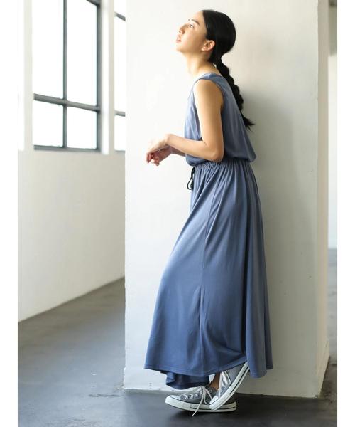 AMERICAN HOLIC（アメリカンホリック）の「ウエストギャザーノースリーブカットワンピース＊（ワンピース・レディース・ネイビー/ブルー/グリーン/チャコールグレー・L/M）」の17枚目の写真