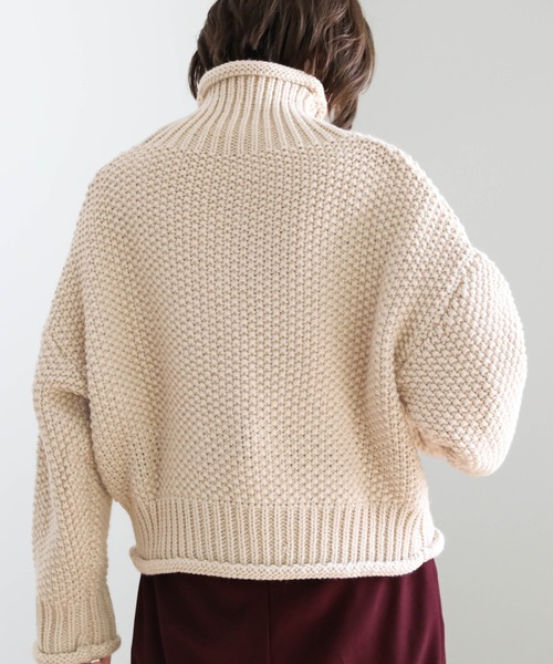 サイズS ローゲージ　厚手　ウール　ニット　セーター　長袖 タートルネック タートルネックニット セーター ウール 長袖 ローゲージ ケーブル編み