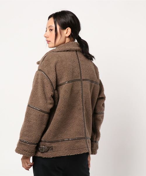 STYLEBLOCK（スタイルブロック）の「フライトボアジャケットブルゾンパイピングコート（ミリタリージャケット・レディース・アイボリー/モカ/チャコールグレー/ブラウン・M）」の6枚目の写真