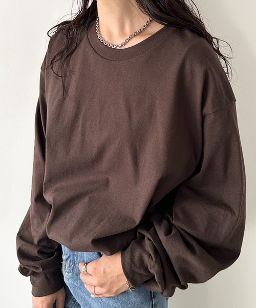 GILDAN(ギルダン)の「【お気に入り数9万人突破】GILDAN(ギルダン) /ベーシック ロングスリーブ Tシャツ コットン ビッグシルエット オーバーサイズ サイズカラバリ豊富 長袖 ロンT 6.0オンス(Tシャツ/カットソー・レディース・ホワイト/ブラック/ダークブラウン/ベージュ/ネイビー/カーキ/アイボリー/杢グレー/チャコール/ダークグリーン/ライトブルー/ライトピンク/パープル/ゴールド/オレンジ系その他/マルーン/レッド/ロイヤルブルー/グリーン/グリーン系その他/ダークグレー/アッシュグレー/オレンジ・M/L/XL/S)」の8枚目の写真