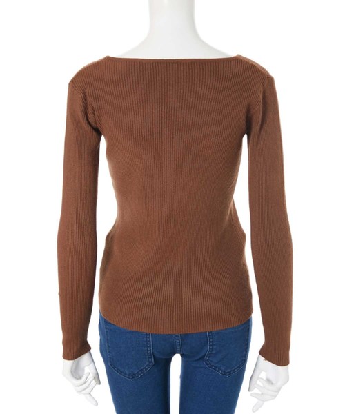 fifth(フィフス)の「スクエアネックコンパクトリブニット(ニット/セーター・レディース・ブラウン/アイボリー・MEDIUM)」の6枚目の写真