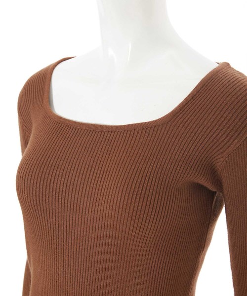 fifth(フィフス)の「スクエアネックコンパクトリブニット(ニット/セーター・レディース・ブラウン/アイボリー・MEDIUM)」の7枚目の写真
