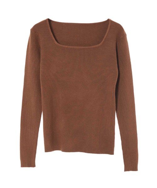 fifth(フィフス)の「スクエアネックコンパクトリブニット(ニット/セーター・レディース・ブラウン/アイボリー・MEDIUM)」の3枚目の写真