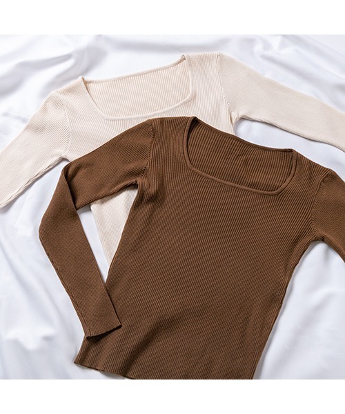 fifth(フィフス)の「スクエアネックコンパクトリブニット(ニット/セーター・レディース・ブラウン/アイボリー・MEDIUM)」の16枚目の写真