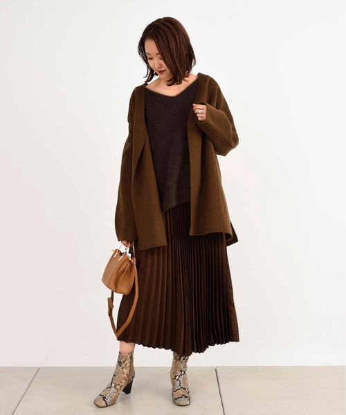 DouDou（ドゥドゥ）の「ベルト付ショートコート（その他アウター・レディース・グリーン/ブラウン・FREE）」の18枚目の写真