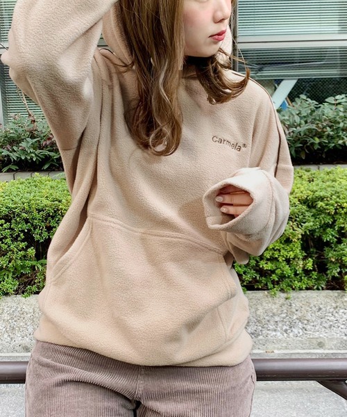 apres jour（アプレジュール）の「フリースロゴパーカー【ZOZOTOWN限定アイテム】（カーディガン/ボレロ・レディース・ブラック/ベージュ/ダークブラウン・フリー）」の4枚目の写真