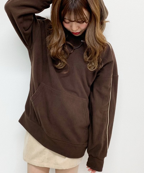 apres jour（アプレジュール）の「フリースロゴパーカー【ZOZOTOWN限定アイテム】（カーディガン/ボレロ・レディース・ブラック/ベージュ/ダークブラウン・フリー）」の9枚目の写真