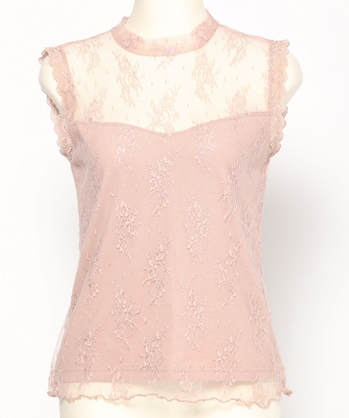 Heather（ヘザー）の「ボウタイハイネックレースタンク　868736（タンクトップ・レディース・ホワイト/ブラック/ピンク・FREE）」の5枚目の写真