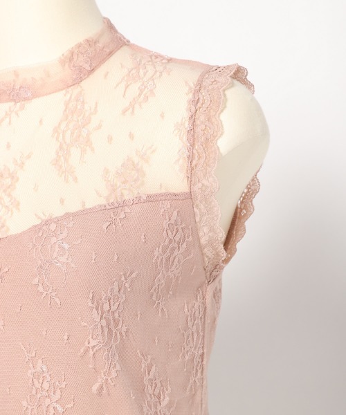 Heather（ヘザー）の「ボウタイハイネックレースタンク　868736（タンクトップ・レディース・ホワイト/ブラック/ピンク・FREE）」の4枚目の写真