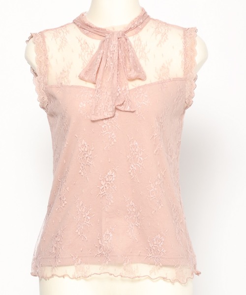 Heather（ヘザー）の「ボウタイハイネックレースタンク　868736（タンクトップ・レディース・ホワイト/ブラック/ピンク・FREE）」の11枚目の写真