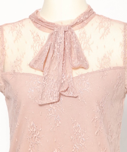 Heather（ヘザー）の「ボウタイハイネックレースタンク　868736（タンクトップ・レディース・ホワイト/ブラック/ピンク・FREE）」の9枚目の写真