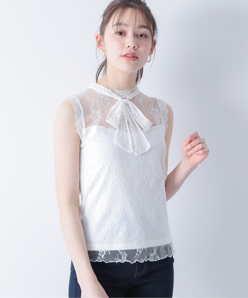 Heather（ヘザー）の「ボウタイハイネックレースタンク　868736（タンクトップ・レディース・ホワイト/ブラック/ピンク・FREE）」の20枚目の写真