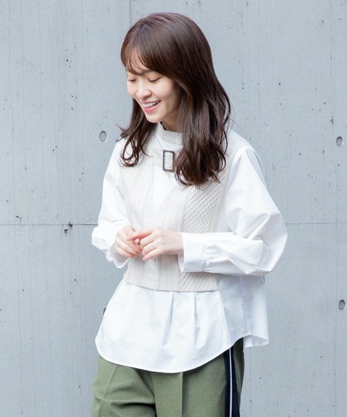 La SRIC(ラスリック)の「La SRIC/バックルベルトプルオーバー(シャツ/ブラウス・レディース・オフホワイト/ライトカーキ・38)」の4枚目の写真