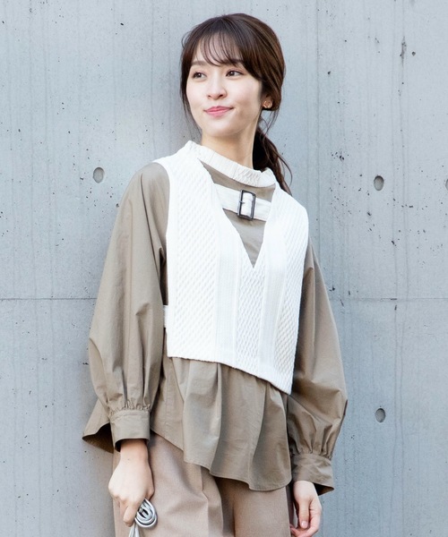 La SRIC(ラスリック)の「La SRIC/バックルベルトプルオーバー(シャツ/ブラウス・レディース・オフホワイト/ライトカーキ・38)」の11枚目の写真