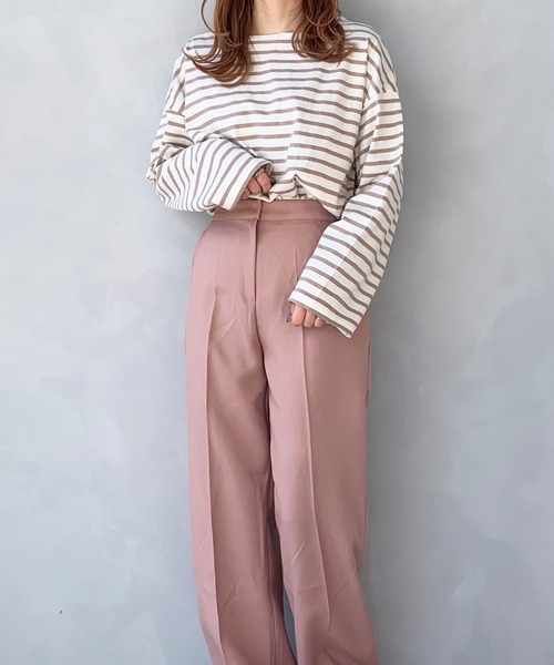 LE MORE（リモア）の「ゆったりシルエット◆オーバーサイズルーズボーダーカットソー（Tシャツ/カットソー・レディース・ベージュ/サックスブルー/ミント・FREE）」の2枚目の写真