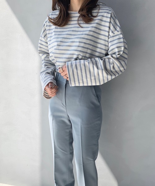 LE MORE（リモア）の「ゆったりシルエット◆オーバーサイズルーズボーダーカットソー（Tシャツ/カットソー・レディース・ベージュ/サックスブルー/ミント・FREE）」の13枚目の写真