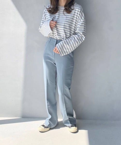 LE MORE（リモア）の「ゆったりシルエット◆オーバーサイズルーズボーダーカットソー（Tシャツ/カットソー・レディース・ベージュ/サックスブルー/ミント・FREE）」の14枚目の写真