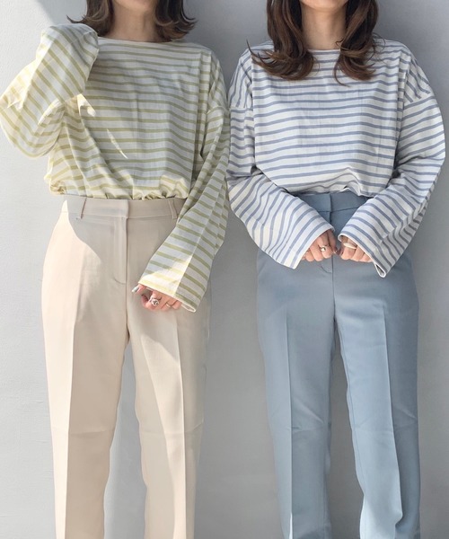 LE MORE（リモア）の「ゆったりシルエット◆オーバーサイズルーズボーダーカットソー（Tシャツ/カットソー・レディース・ベージュ/サックスブルー/ミント・FREE）」の17枚目の写真