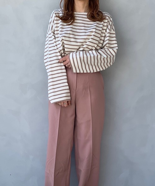 LE MORE（リモア）の「ゆったりシルエット◆オーバーサイズルーズボーダーカットソー（Tシャツ/カットソー・レディース・ベージュ/サックスブルー/ミント・FREE）」の9枚目の写真