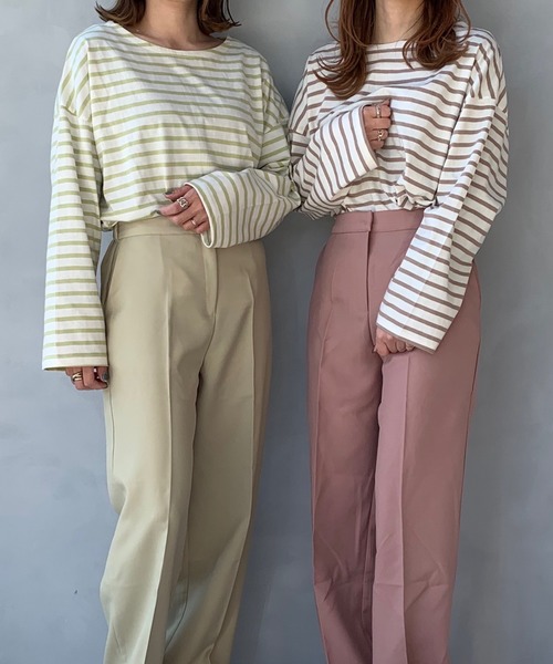 LE MORE（リモア）の「ゆったりシルエット◆オーバーサイズルーズボーダーカットソー（Tシャツ/カットソー・レディース・ベージュ/サックスブルー/ミント・FREE）」の16枚目の写真