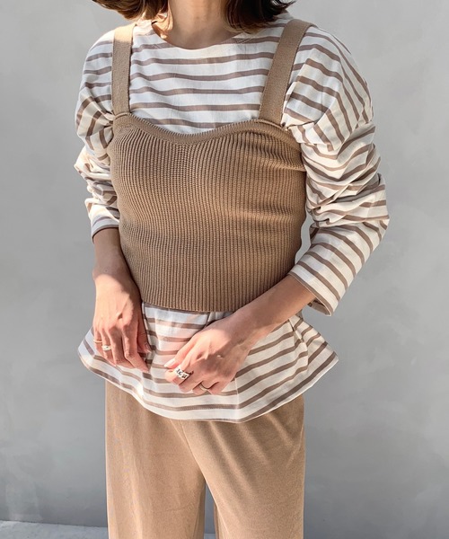 LE MORE（リモア）の「ゆったりシルエット◆オーバーサイズルーズボーダーカットソー（Tシャツ/カットソー・レディース・ベージュ/サックスブルー/ミント・FREE）」の11枚目の写真