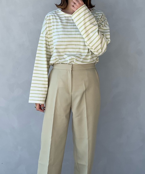 LE MORE（リモア）の「ゆったりシルエット◆オーバーサイズルーズボーダーカットソー（Tシャツ/カットソー・レディース・ベージュ/サックスブルー/ミント・FREE）」の5枚目の写真