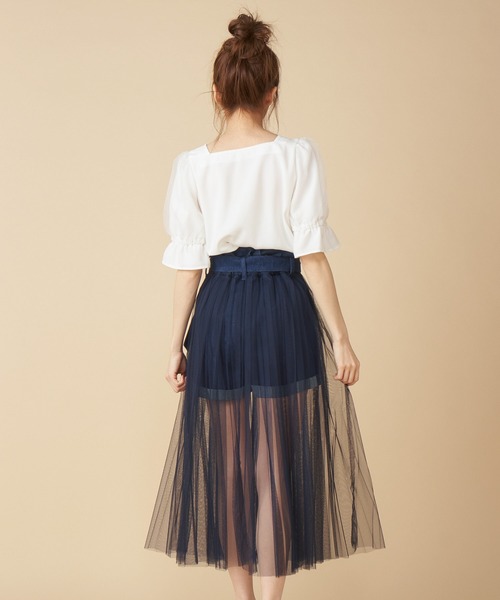 MIIA（ミーア）の「ショートパンツ付チュールプリーツスカート（スカート・レディース・インディゴブルー/ブルー/ホワイト・FREE）」の9枚目の写真