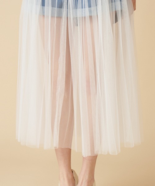 MIIA（ミーア）の「ショートパンツ付チュールプリーツスカート（スカート・レディース・インディゴブルー/ブルー/ホワイト・FREE）」の14枚目の写真
